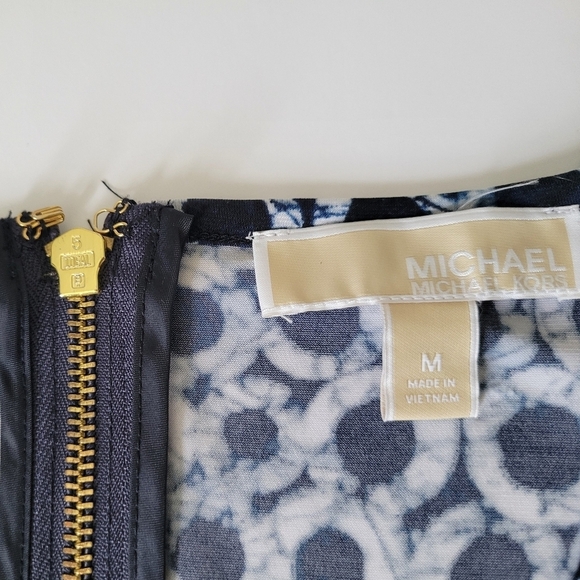 Michael Kors Navy Blue Polka Dot Sunburst Career Wear Office Short Sleeve Dress - Picture 9 of 9